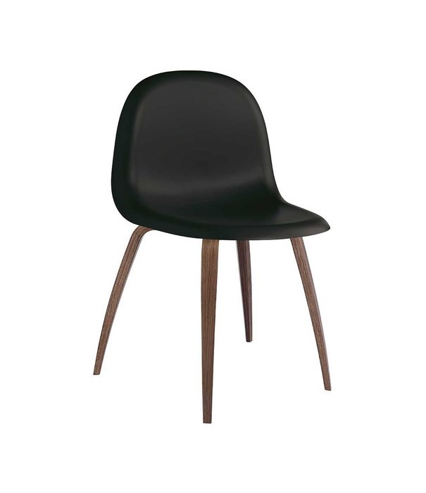 Gubi  Gubi - 3D dining chair black plastic shell - walnut wood base