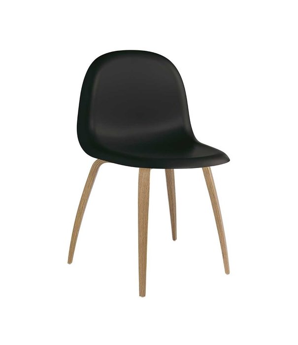 Gubi  Gubi - 3D dining chair black plastic shell - oak wood base