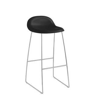 Gubi - 3D Bar Stool black shell - sledge base chrome