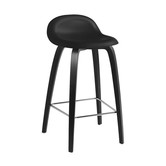 Gubi  3D Bar Stool black shell, black beech legs