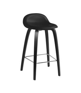 Gubi  3D Bar Stool black shell, black beech legs