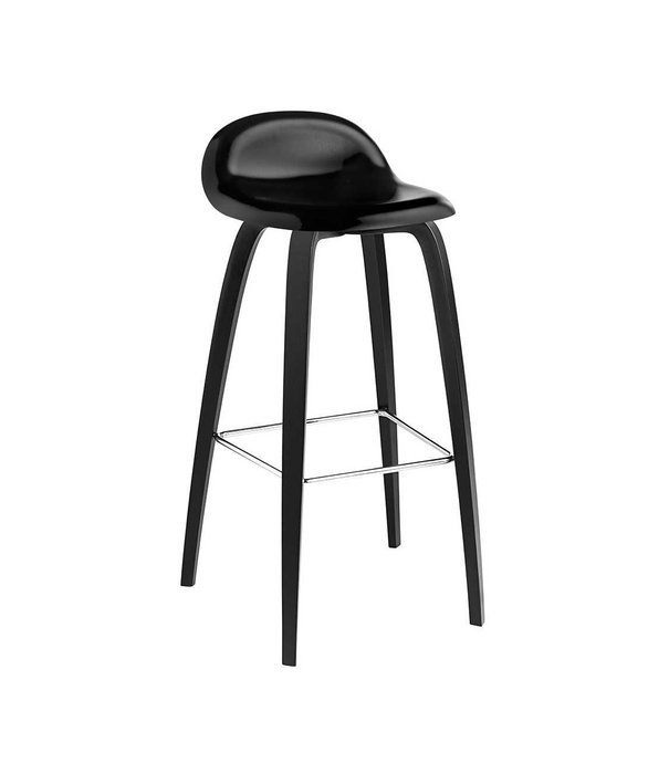 Gubi  Gubi - 3D bar stool black - black beech wood base