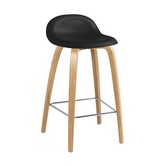 Gubi - 3D counter stool plastic shell - oak wood base H65