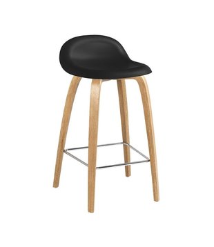 Gubi - 3D counter stool plastic shell - oak wood base H65