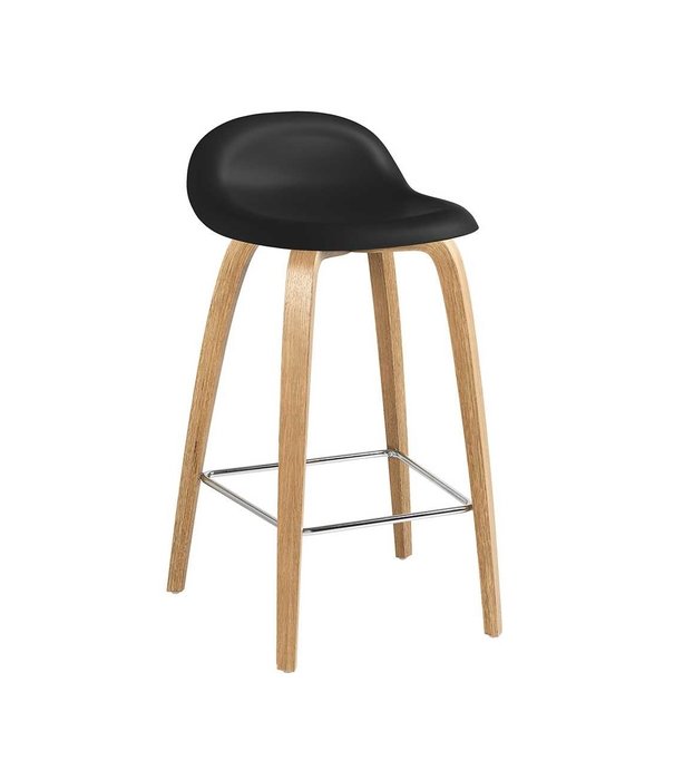Gubi  Gubi  3D Counter Stool black shell, oak legs 65cm