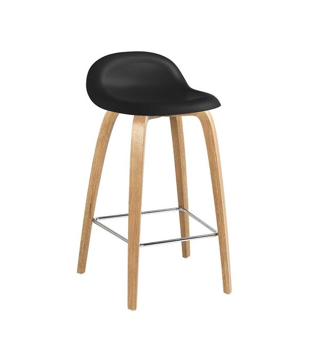 Gubi  Gubi - 3D counter stool plastic shell - oak wood base H65