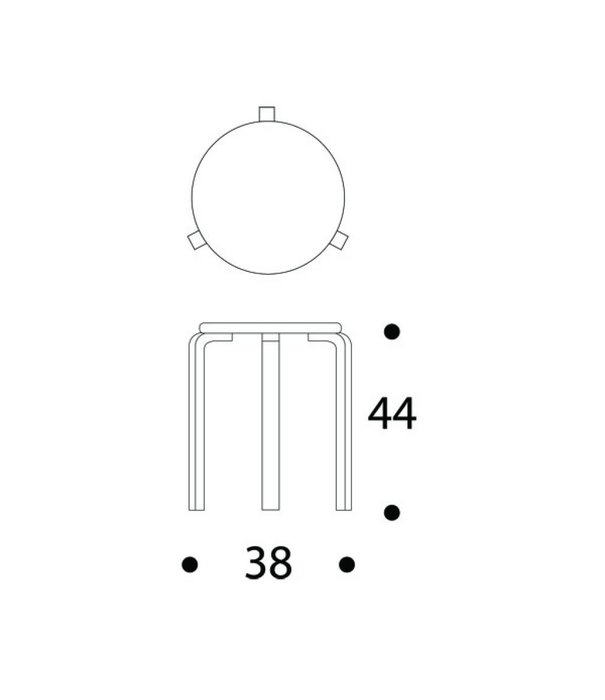 Artek  Stool 60 birch, seat orange