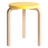 Stool 60 berken, zitting yellow