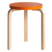 Stool 60 birch, seat orange