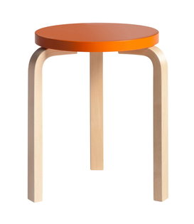Stool 60 birch, seat orange