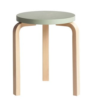 Artek Stool 60 berken, zitting green