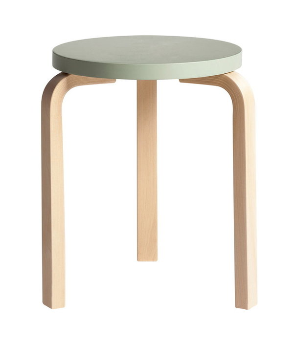 Artek  Stool 60 berken, zitting groen
