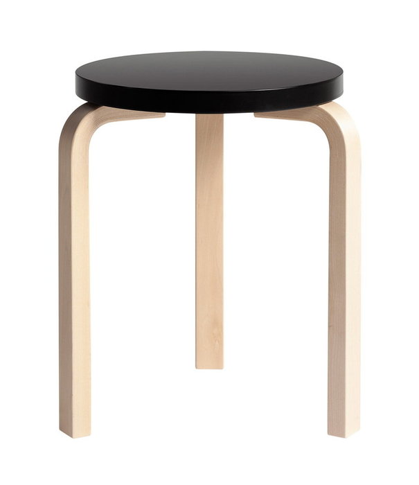 Artek  Stool 60 birch, seat black