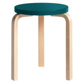 Stool 60 birch, seat petrol
