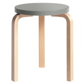 Stool 60 birch, seat grey