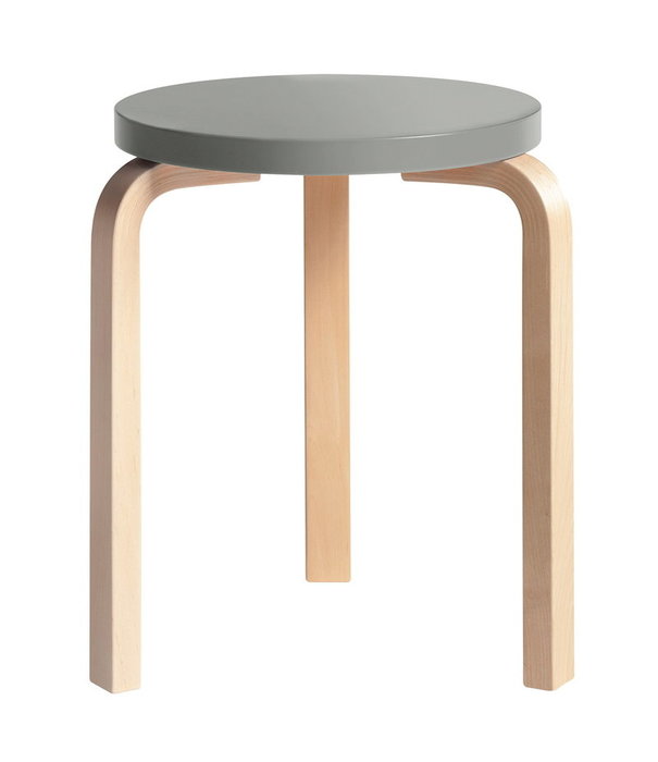 Artek  Stool 60 birch, seat grey