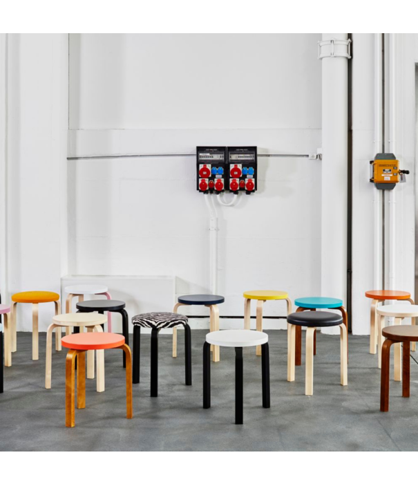 Artek  Stool 60 birch, seat white