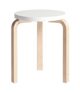 Stool 60 birch, seat white
