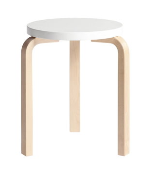 Stool 60 birch, seat white