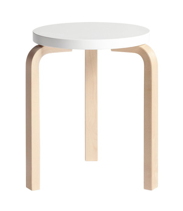 Artek  Stool 60 birch, seat white