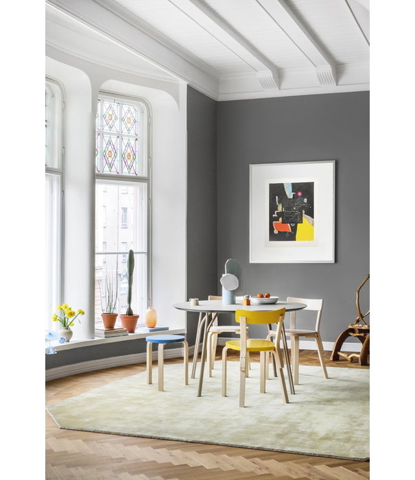 Artek  Stool 60 birch, seat blue