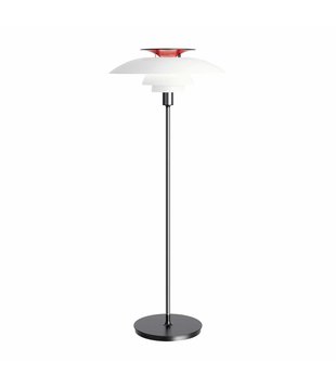 PH 80 Floor Lamp opal white, chrome plated with switch