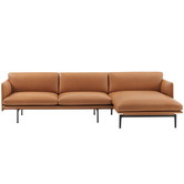Outline Bank met Chaise Longue Refine cognac leer