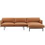 Muuto Outline Sofa with Chaise Longue Refine cognac leather