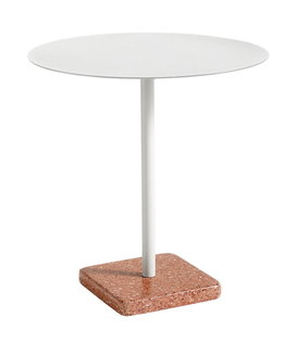 Hay - Terrazzo table red, sky grey top Ø70