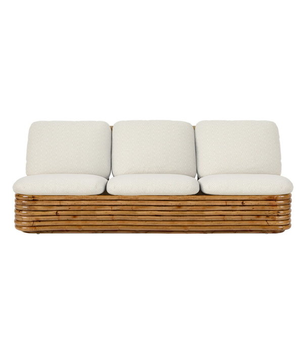 Gubi  Bohemian 72 Sofa rattan, Lupo Special Diagonal Boucle 002