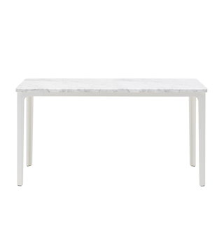 Plate salontafel Carrara marmer, wit onderstel 71 x 71