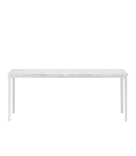 Plate Coffee Table Carrara marble, white base 41 x 71