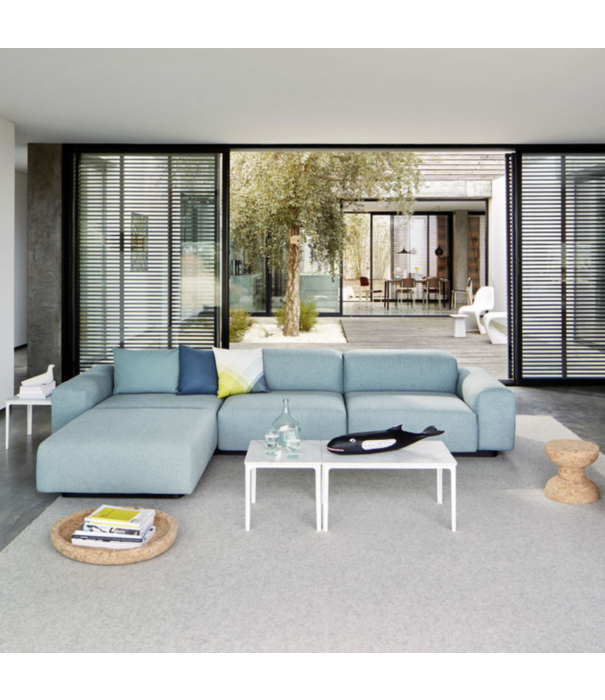 Vitra  Plate Coffee Table Carrara marble, white base