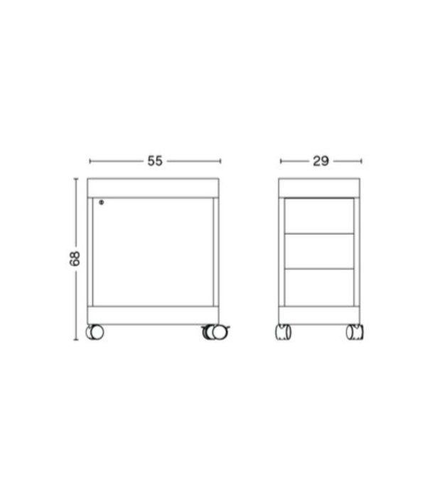 Hay  Hay - NO Trolley B 3 drawers - tray top - lock