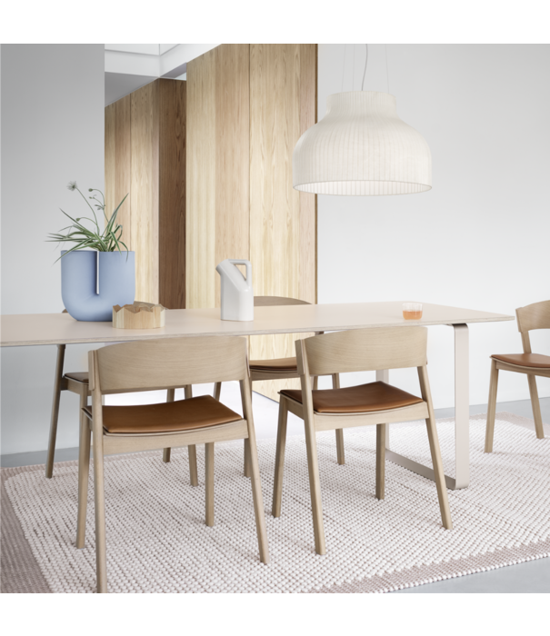 Muuto Cover Side Dining Chair dark beige, stone leather