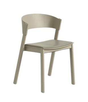 Muuto - Cover Side Stoel dark beige, stone leer zitting