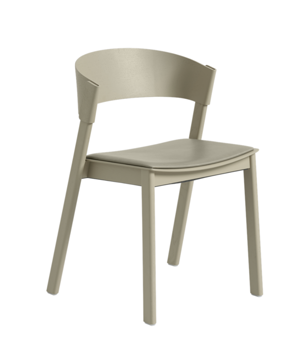 Muuto  Muuto - Cover side stoel dark beige - stone leer zitting