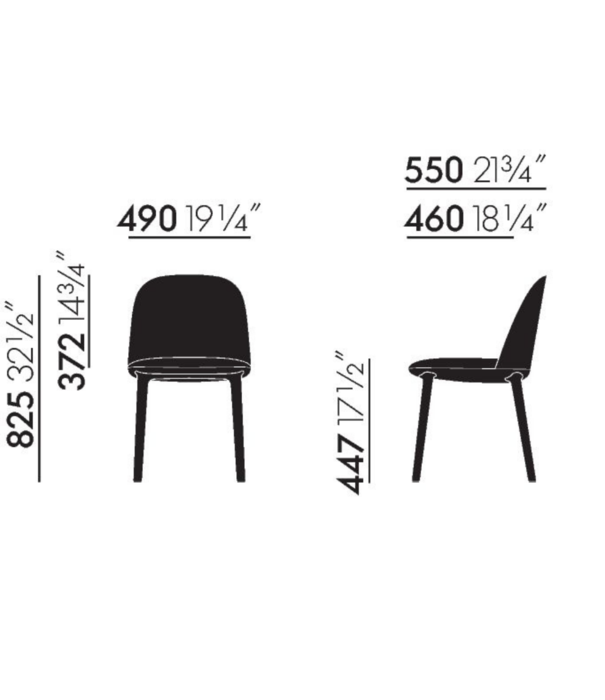 Vitra  Softshell Side Chair upholstered , basic dark base