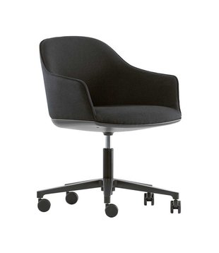 Vitra Softshell Bureaustoel leer,  zwart onderstel met wielen