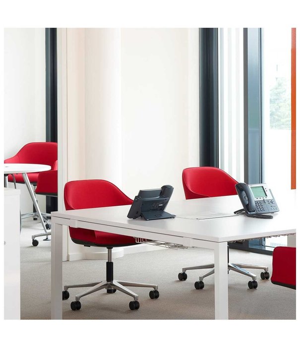 Vitra  Vitra Softshell Bureaustoel leer,  basic dark onderstel met wielen