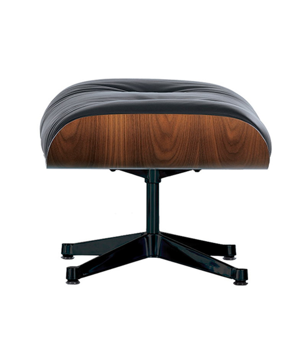 Vitra  Vitra - Ottoman- walnut - black leather - polished