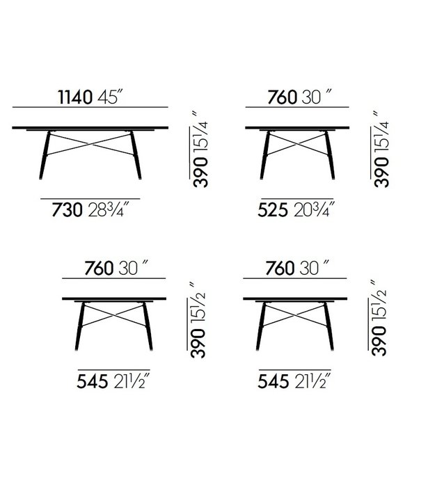 Vitra  Vitra - Eames Coffee Table vierkant - marmer top - zwart essen