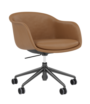 Muuto - Fiber Conference swivel chair cognac leather - gas lift/castors / tilt