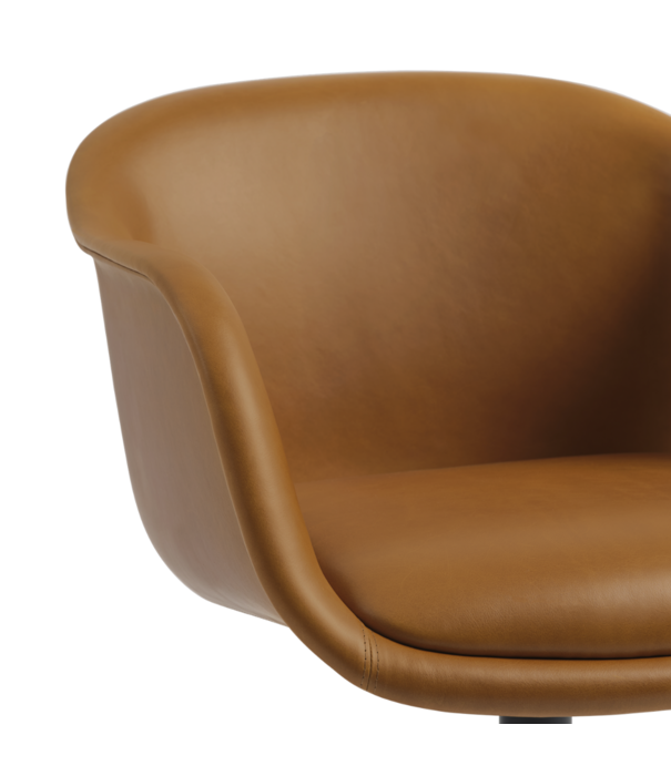 Muuto  Muuto  Fiber Conference Armchair cognac leather, swivel with gas lift, castors, tilt