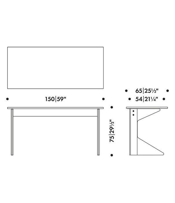 Artek  Artek - Kaari Desk REB 005  bureau zwart eiken, zwart Linoleum