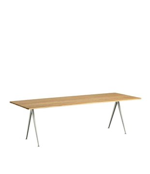 Pyramid table 02 clear lacquered oak - beige L250 cm.
