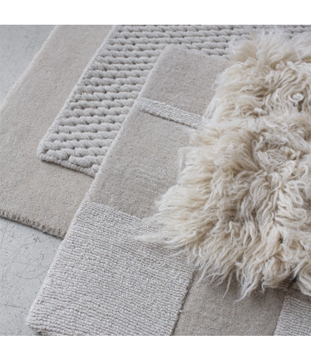 Layered  Shaggy Residue Rug - Bone White