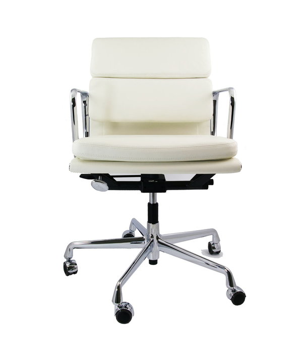 Vitra  Soft Pad Chair EA 217 bureaustoel gepolijst, snow leer