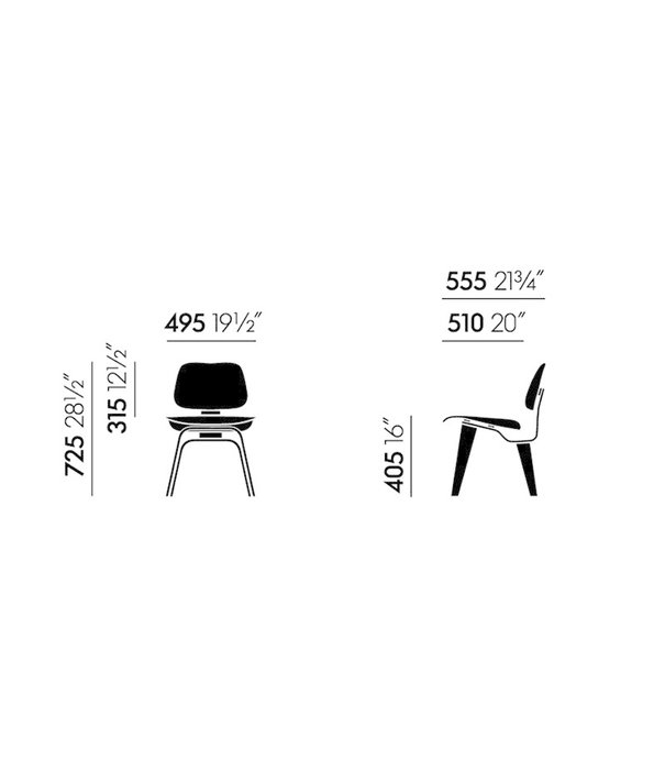 Vitra  Vitra  DCW Stoel walnoot, zwart gepigmenteerd