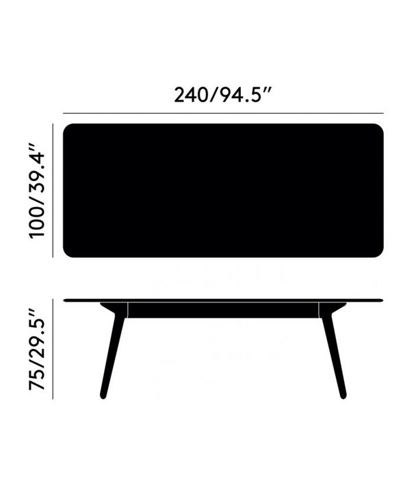 Tom Dixon  Tom Dixon - Slab tafel zwart eiken L240 cm